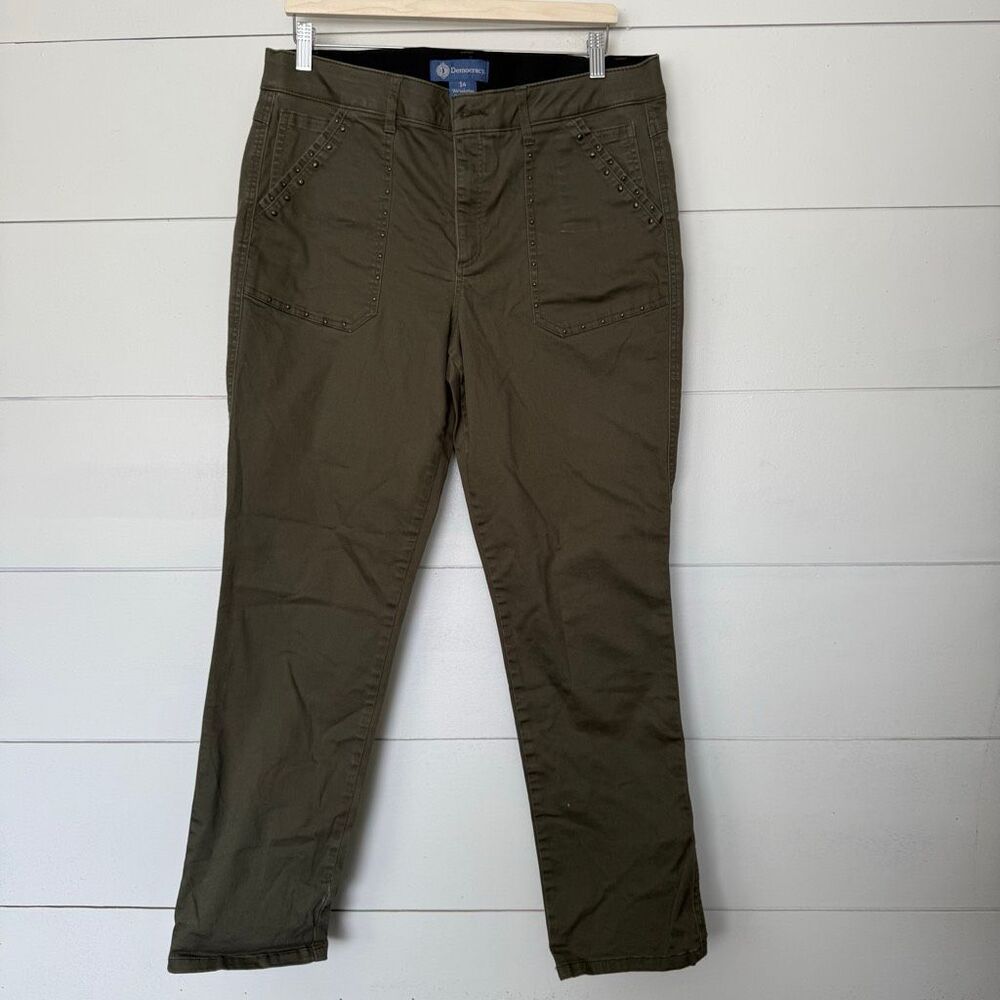 Democracy Women’s 14 Ab Solution High Rise Straight Leg Green Jeans